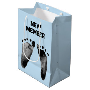 Baby Boy Footprints on Blue Medium Gift Bag