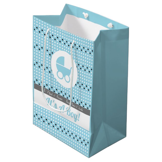Baby Boy gift Bag with Stroller (Front Angled)