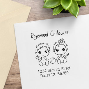Baby Boy Girl Daycare Childcare Address 4 Rubber Stamp