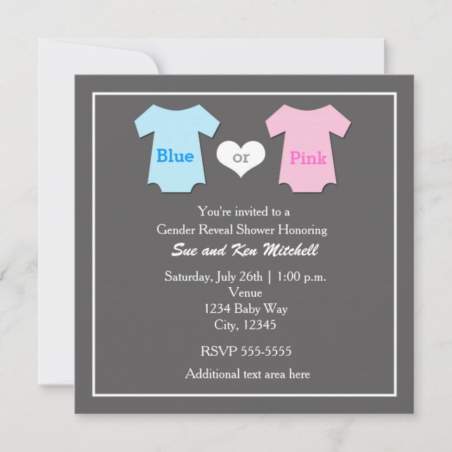 Baby Boy Girl Genre Révéler Shower Invitation (Devant)