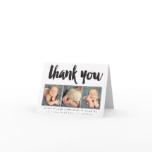 Baby Boy Girl Thank You 3 Photo Custom Greeting