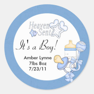 Baby Boy Heaven Sent Customizable Stickers