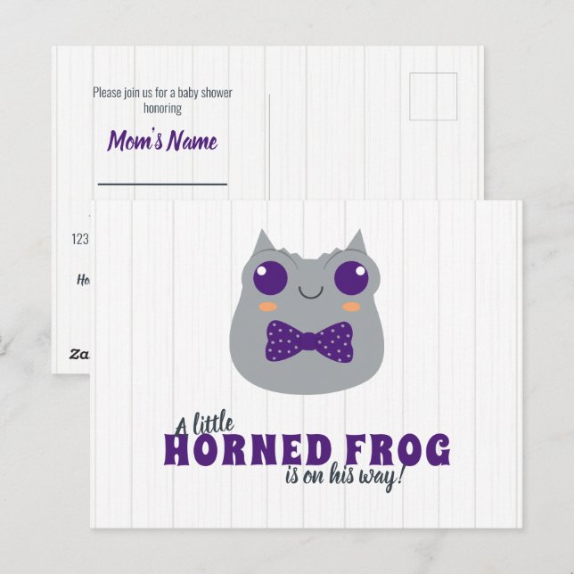 Baby Boy Horned Frog Purple Baby shower Invitation (Devant / Derrière)