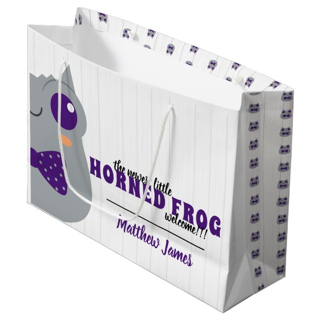 Baby Boy Horned Frog Purple Large Gift Bag (Front Angled)