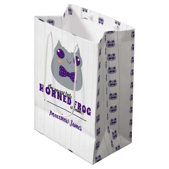 Baby Boy Horned Frog Purple Medium Gift Bag (Front Angled)