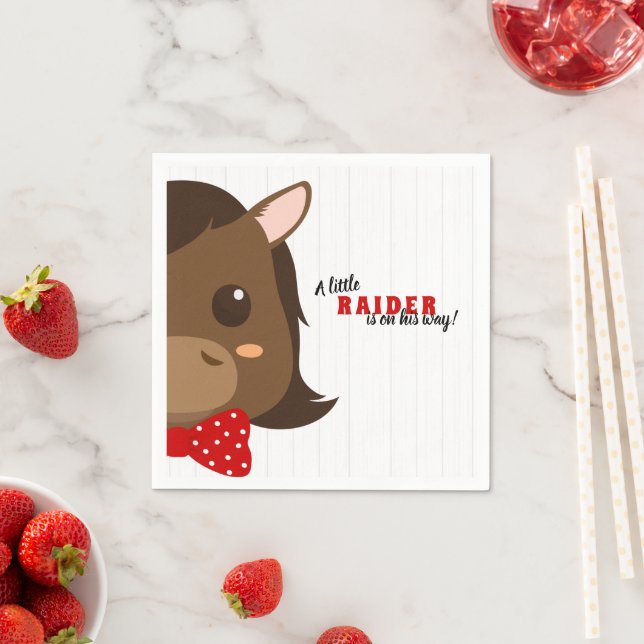 Baby Boy Horse Red Baby Shower Napkin (Insitu)