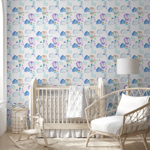Baby Boy Hot Air Balloons and Clouds Wallpaper