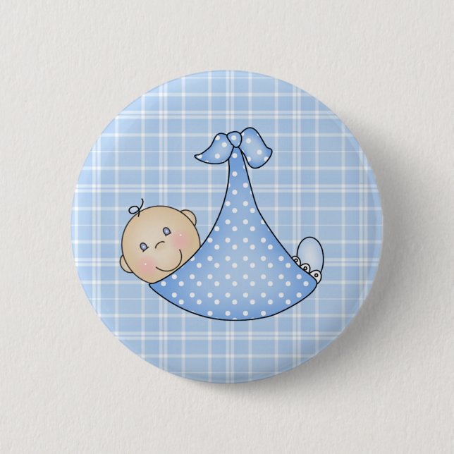 Baby Boy in Blanket   2 Inch Round Button (Front)