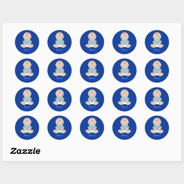 Baby Boy in Blue Shirt TEMPLATE Classic Round Sticker (Sheet)