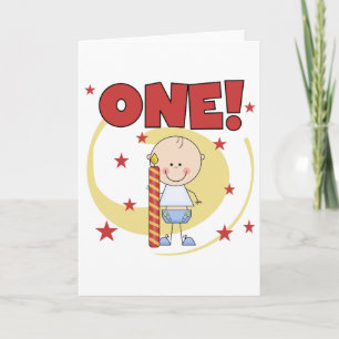 Baby Boy is One 1st Birthday Tshirts and Gifts Card