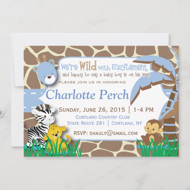 Baby Boy Jungle Baby Shower Invitation (Front)