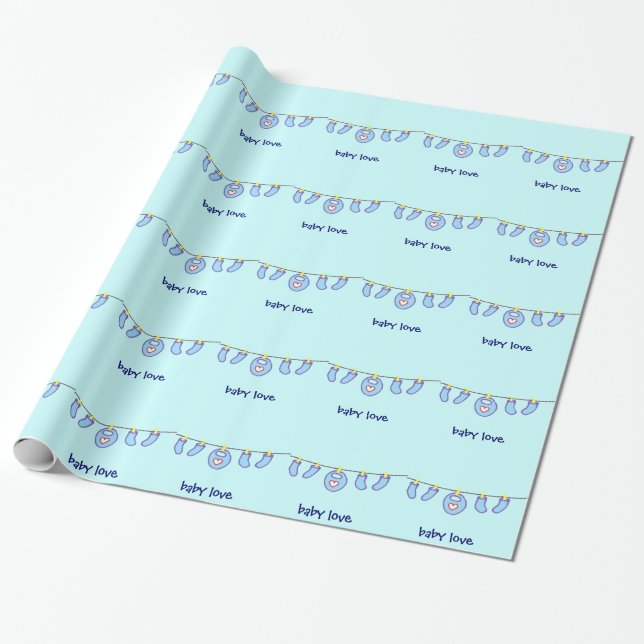 Baby Boy Laundry It's A Boy! Customizable Wrapping Paper (Unrolled)