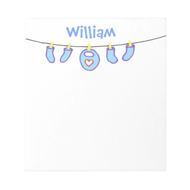 Baby Boy Laundry It's A Boy! Personalized Name Notepad (Front)