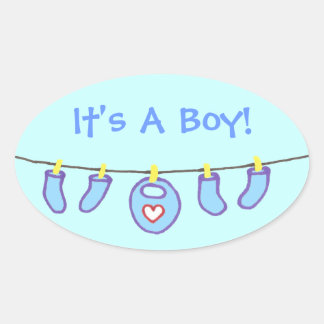 Baby Boy Laundry It's A Boy! Personalized Oval Sticker