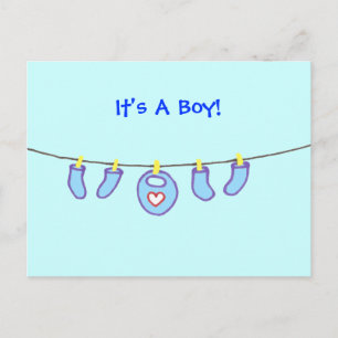 Baby Boy Laundry It's A Boy! Personalized Postcard