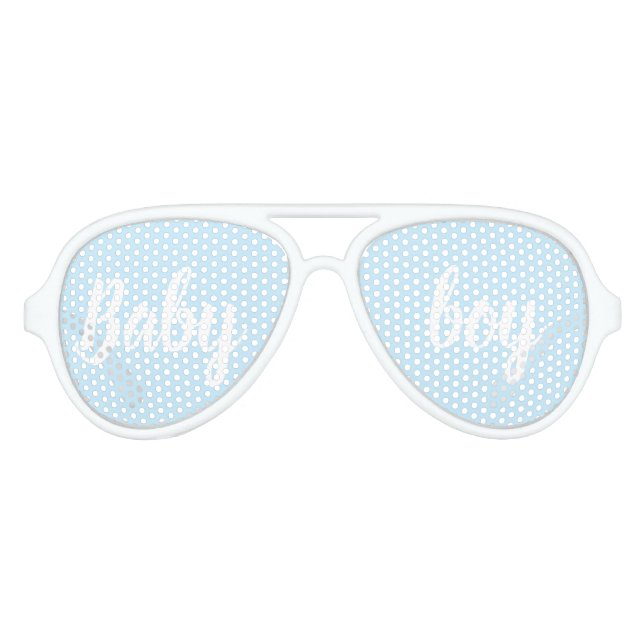 Baby Boy light blue Baby Shower gender reveal fun Aviator Sunglasses (Front)