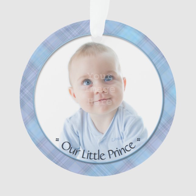 Baby Boy Little Prince First Christmas Keepsake Ornament (Front)