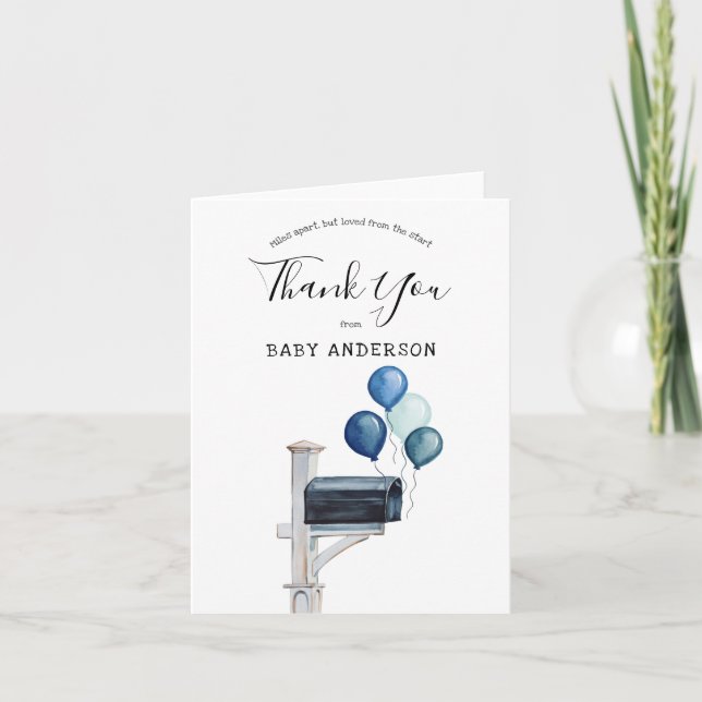 Baby Boy Long Distance Douche Carte de remerciemen (Devant)