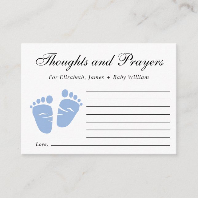 Baby Boy Memorial Service Thoughts and Prayers Enclosure Card (Front)