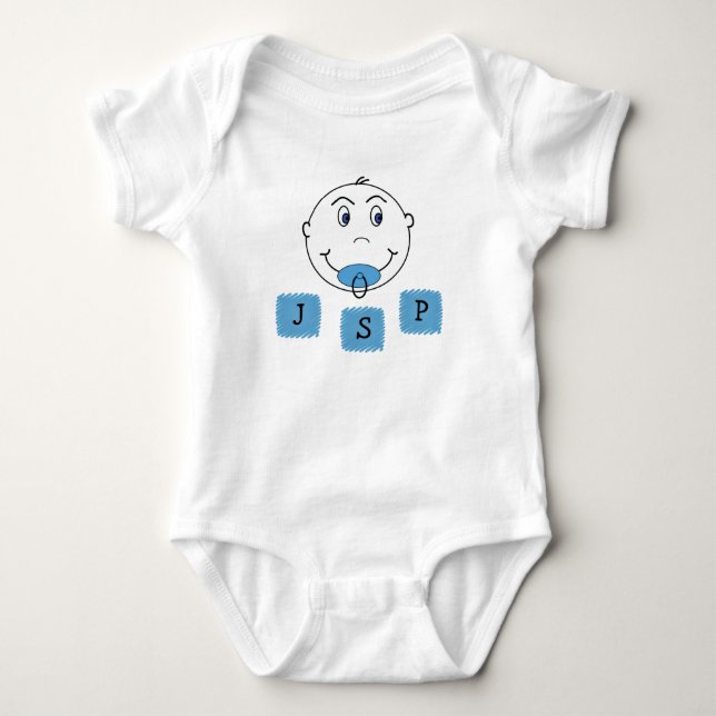 Baby Boy Mischief Face with Monogram Bodysuit (Front)