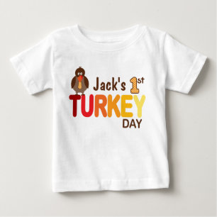 Baby Boy My First Turkey Day Thanksgiving Shirt