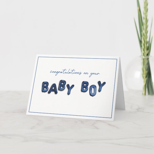 Baby Boy Mylar Balloons Félicitations Carte (Devant)