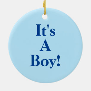 Baby Boy Name Announcement Earth Green Blue Ceramic Ornament