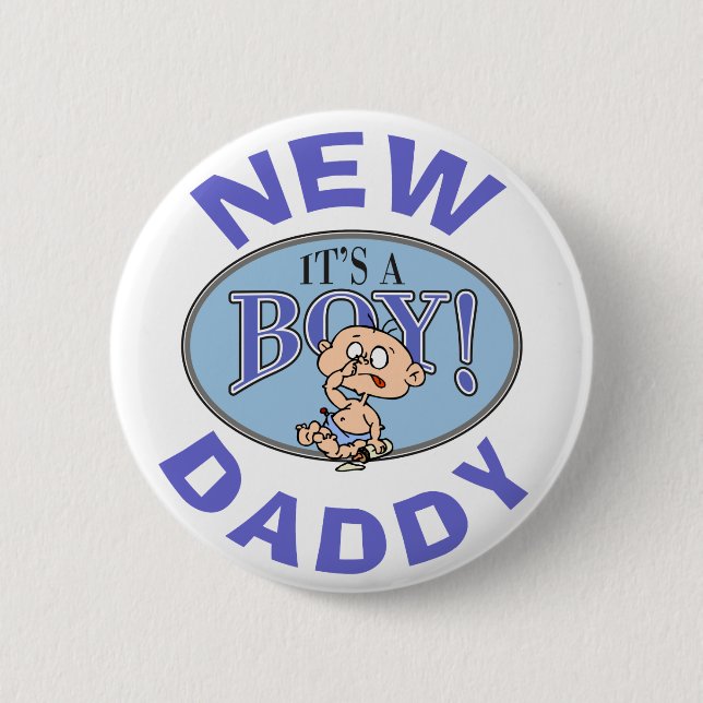 Baby Boy New Daddy 2 Inch Round Button (Front)