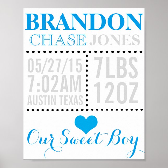 Baby Boy Nursery 8x10 Print (Front)