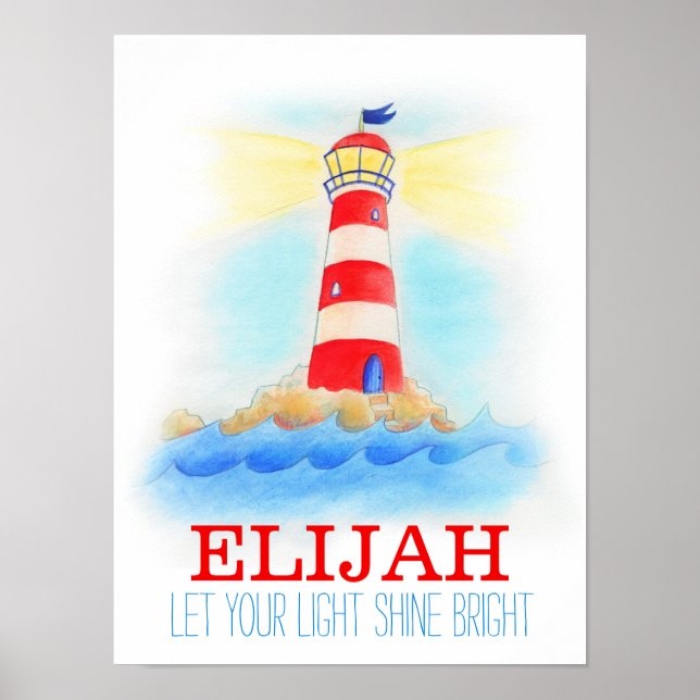Baby boy nursery lighthouse quote poster (Front)