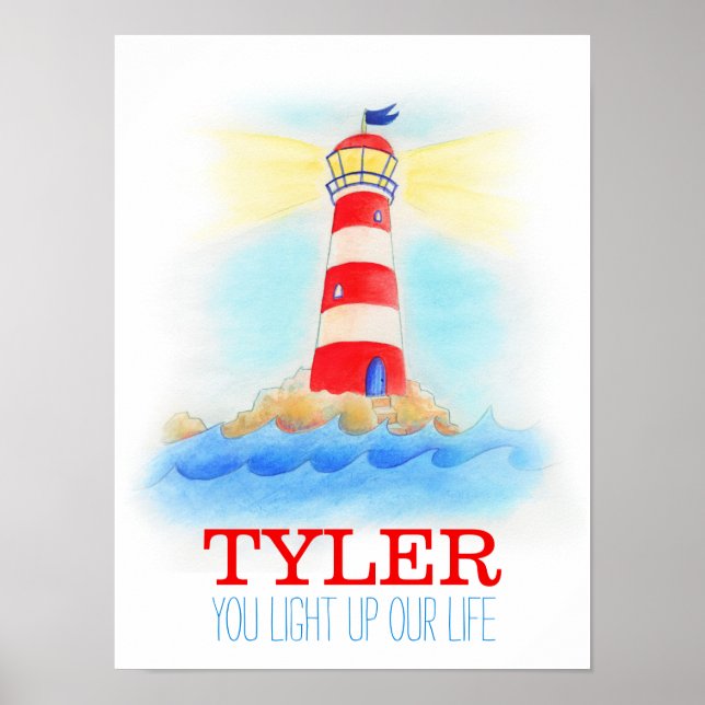 Baby boy nursery lighthouse quote poster (Front)