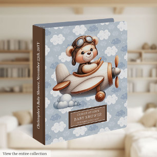 Baby Boy Nursery Teddy Bear Pilot Keepsake Binder