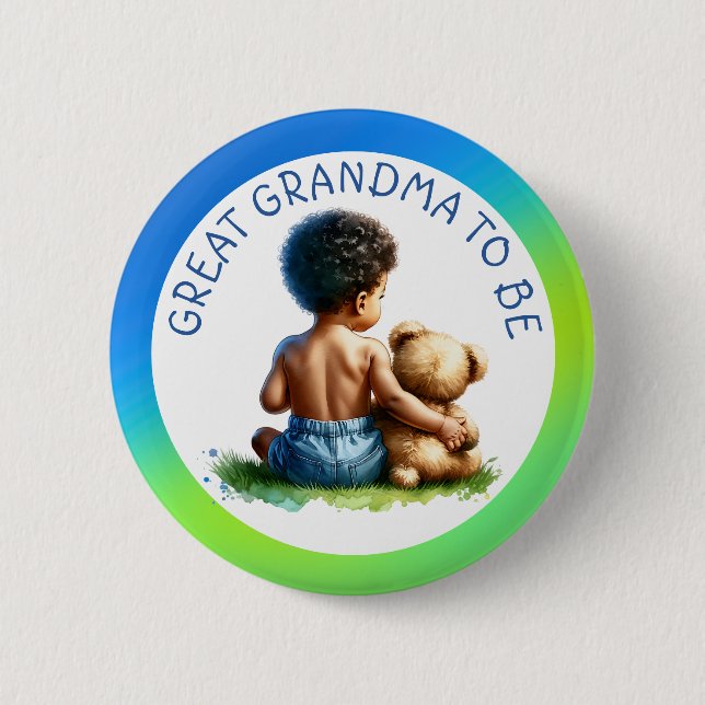  Baby Boy of colour Grandma to be Baby Shower  2 Inch Round Button (Front)