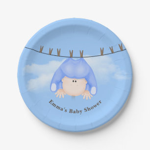 Baby Boy on Clothesline Paper Plate