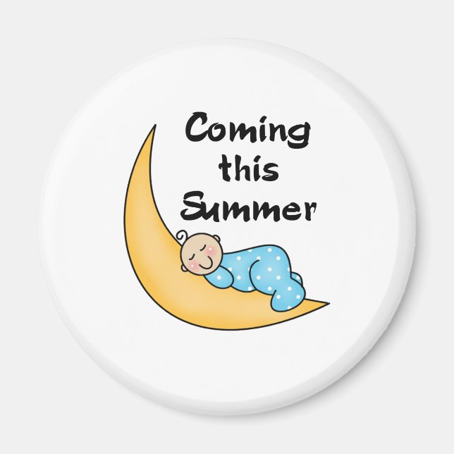 Baby Boy on Moon Summer Magnet (Front)