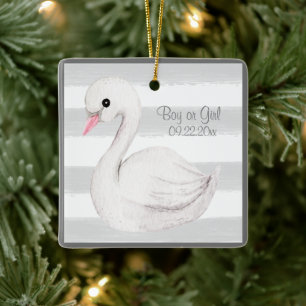 Baby Boy or Girl Typography Name Date Keepsake Ceramic Ornament