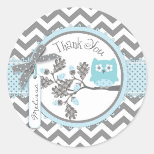 Baby Boy Owl Chevron Imprimer Merci Étiquette