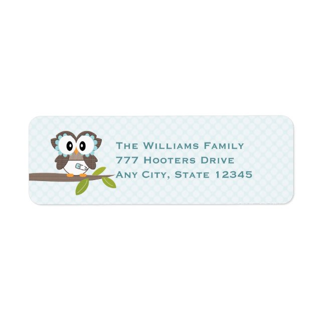 Baby Boy Owl Retourner l'adresse Étiquettes (Devant)