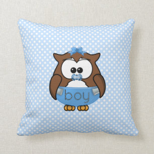baby boy owl throw pillow