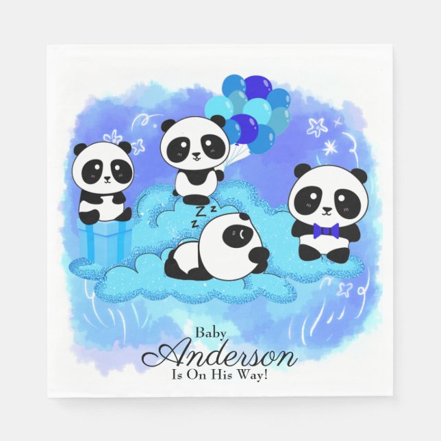 Baby Boy Pandas  Napkin (Front)
