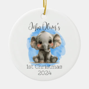 Baby Boy Personalized Elephant Ornament 