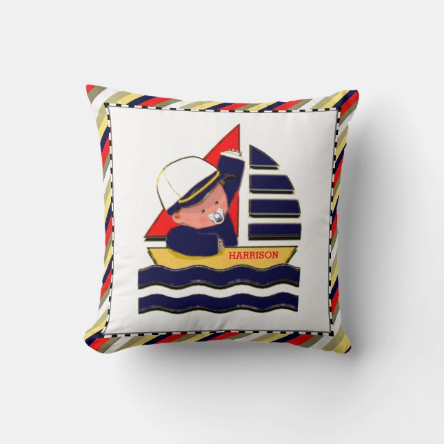 baby boy personalized gift throw pillow (Front)