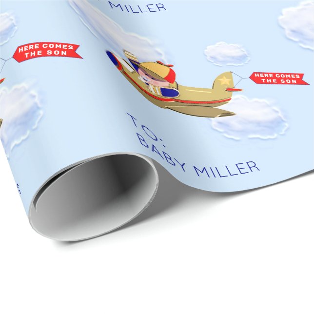 Baby Boy Personalized Gift Wrapping Paper (Roll Corner)