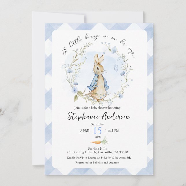 Baby Boy Peter Rabbit Baby shower Invitation (Devant)