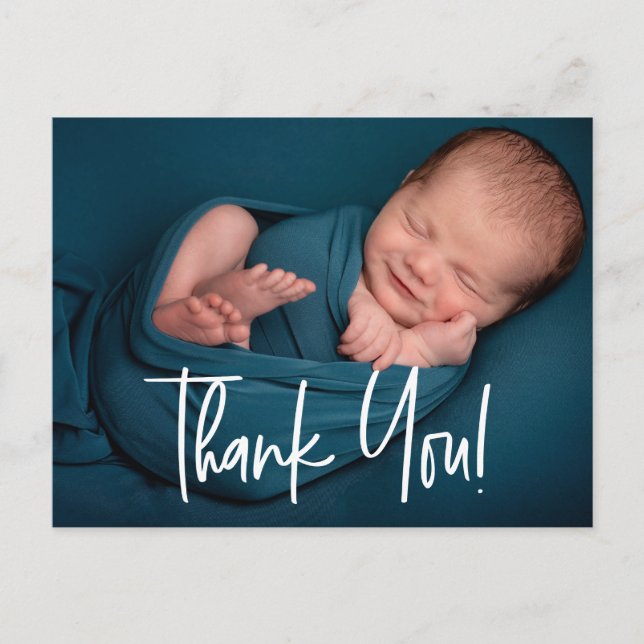 Baby Boy Photo baby shower Handlettering  Postcard (Front)