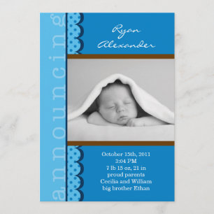 Baby Boy Photo Birth Announcement