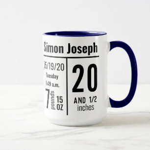 Baby Boy Photo Birth Record Stat Simple Modern Mug