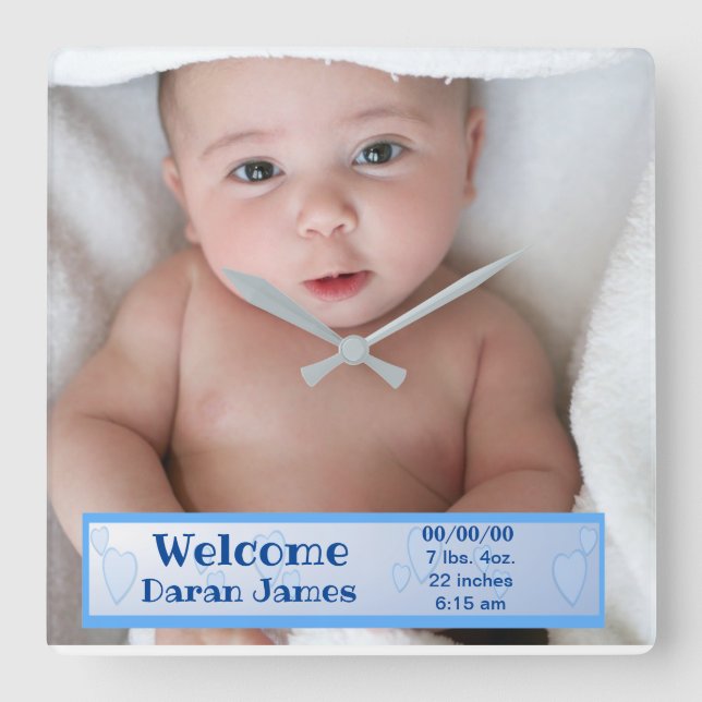Baby Boy Photo Clock (Front)