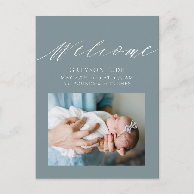 Baby Boy Photo Faire-part Carte postale (Devant)