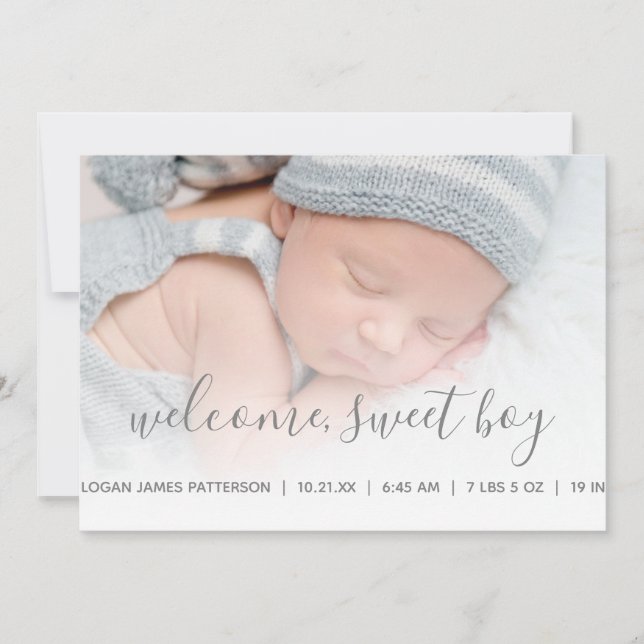 Baby Boy Photo Faire-part de naissance Quatrefoil  (Devant)